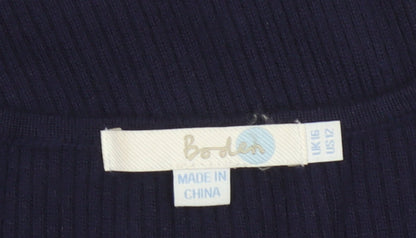 Boden Women’s Navy Blue Wool Knit Short Sleeve Jumper UK 16