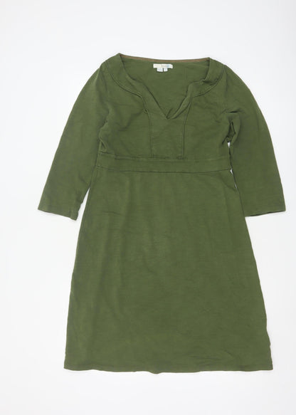 Boden Women Green Size 12 A-Line Cotton Knee Length Dress