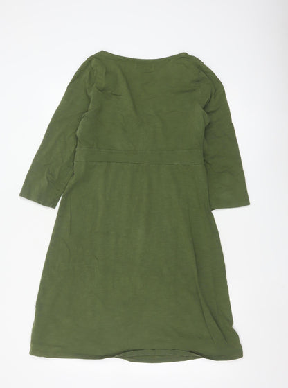 Boden Women Green Size 12 A-Line Cotton Knee Length Dress