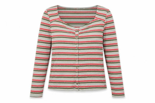 Fat Face Women’s Multicoloured Striped Button-Up Top Size 14 Cotton Blend