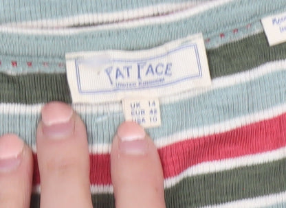 Fat Face Women’s Multicoloured Striped Button-Up Top Size 14 Cotton Blend