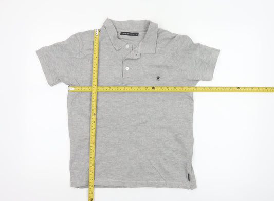 French Connection Women Grey Polo Shirt S Short Sleeve Cotton