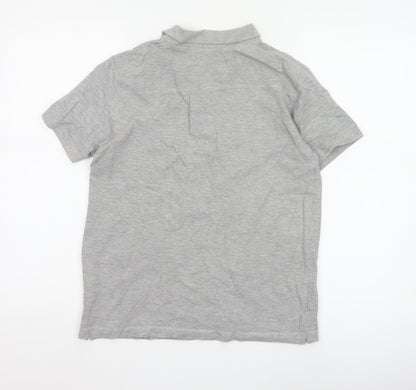 French Connection Women Grey Polo Shirt S Short Sleeve Cotton