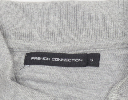 French Connection Women Grey Polo Shirt S Short Sleeve Cotton