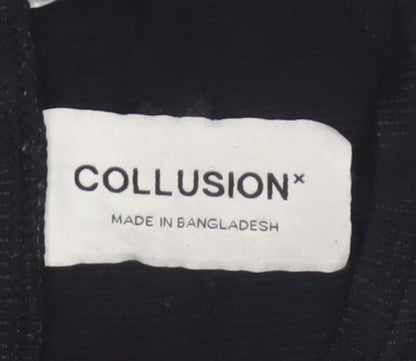 Collusion Women's Black Cropped T-Shirt UK 16 Slim Fit