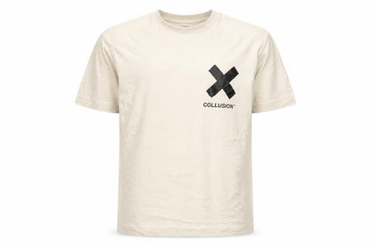 Collusion Men Beige Cotton Crew Neck Short Sleeve T-Shirt M Urban Style