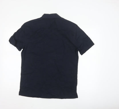 Marks and Spencer Men's Blue Linen Blend Regular Fit Short Sleeve Shirt S