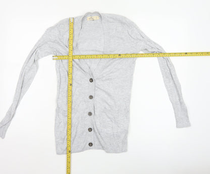 Hollister Women Grey Knit Long Sleeve Button Cardigan Small
