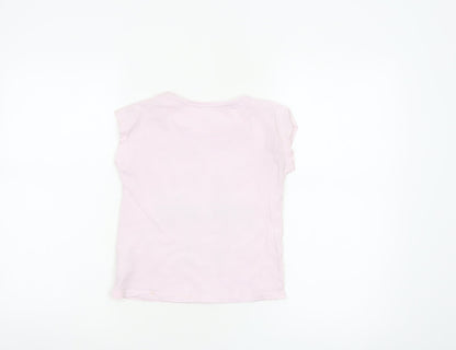 John Lewis Teens Pink Short Sleeve Beach Embroidered T-Shirt Size 6