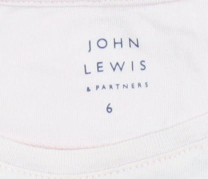 John Lewis Teens Pink Short Sleeve Beach Embroidered T-Shirt Size 6