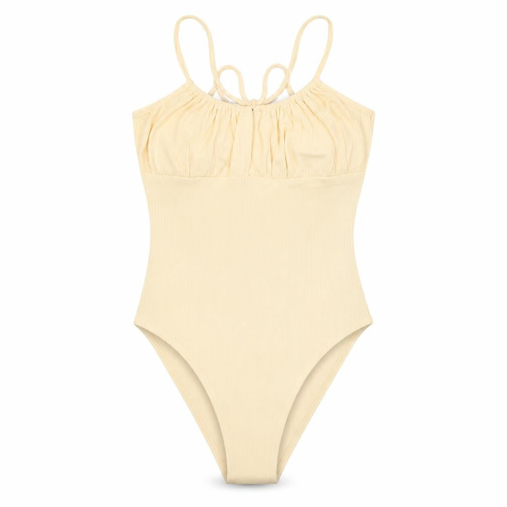 Miss Selfridge Women Beige Cotton Stretch Bodysuit UK 10