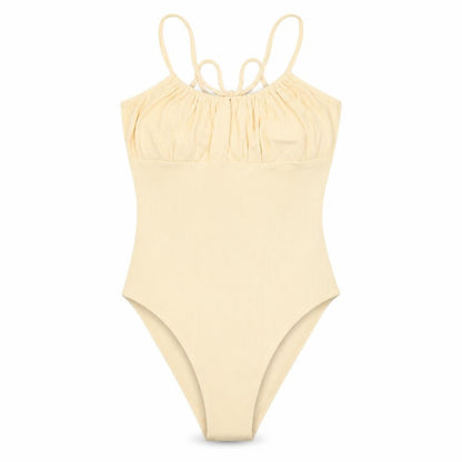 Miss Selfridge Women Beige Cotton Stretch Bodysuit UK 10
