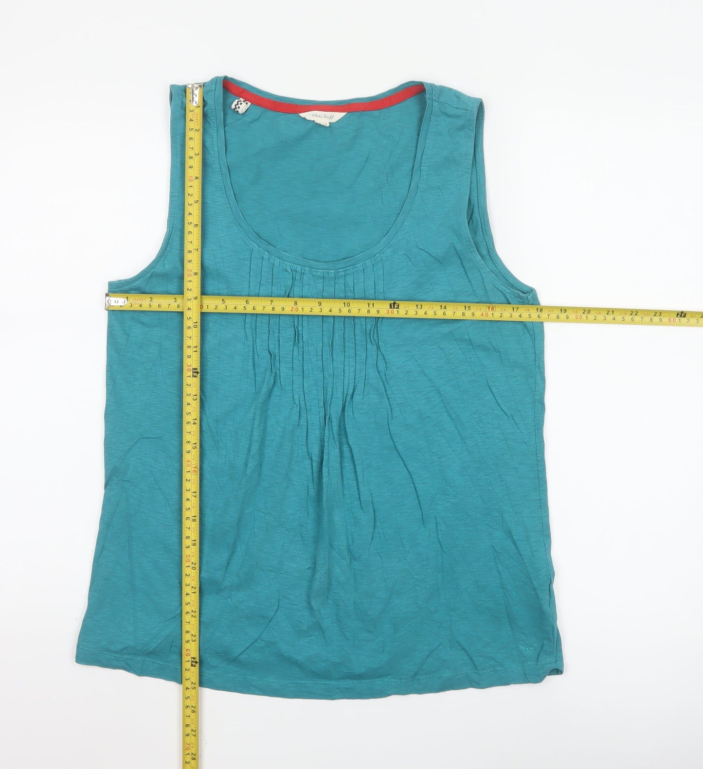 White Stuff Women's Blue Cotton Scoop Neck Tank Top Size 14