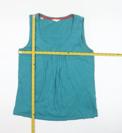 White Stuff Women's Blue Cotton Scoop Neck Tank Top Size 14