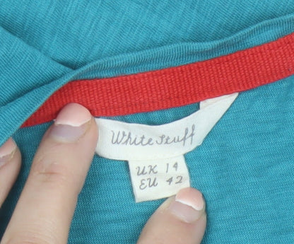 White Stuff Women's Blue Cotton Scoop Neck Tank Top Size 14