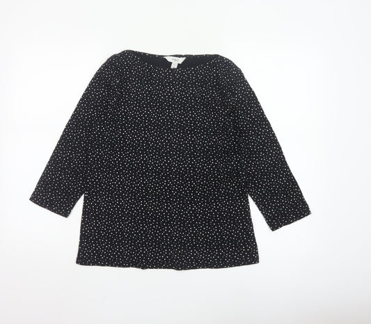 Marks and Spencer Women’s Black Polka Dot Cotton Tunic Blouse Size 14