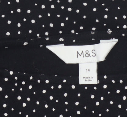 Marks and Spencer Women’s Black Polka Dot Cotton Tunic Blouse Size 14