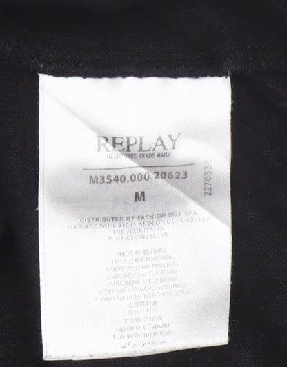 Replay Men's Black Regular Fit Cotton Polo Shirt M