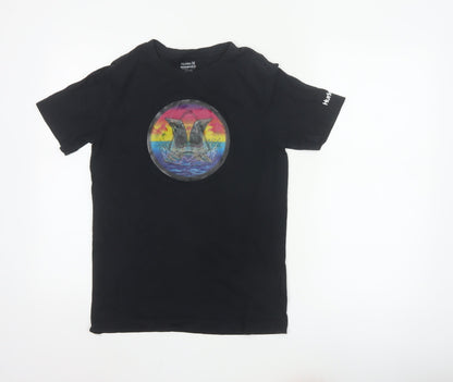 Hurley Boys Black Graphic Surf T-Shirt 12-13 Years Short Sleeve Cotton