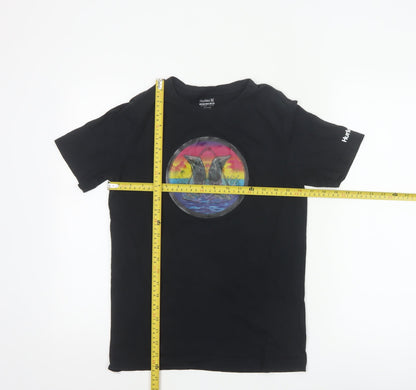 Hurley Boys Black Graphic Surf T-Shirt 12-13 Years Short Sleeve Cotton