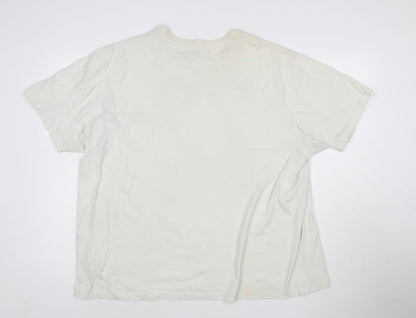 Jacamo Men’s White XL 70s 80s Graphic Print Cotton Crew Neck T-Shirt