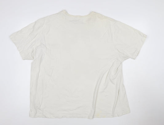 Jacamo Men’s White XL 70s 80s Graphic Print Cotton Crew Neck T-Shirt