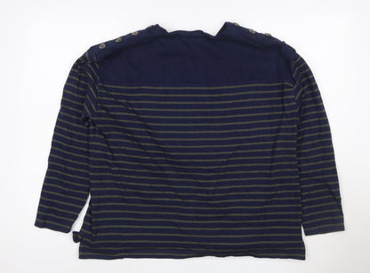 ISLE Women’s Blue Striped Long Sleeve Cotton Boat Neck Top Size 18-20