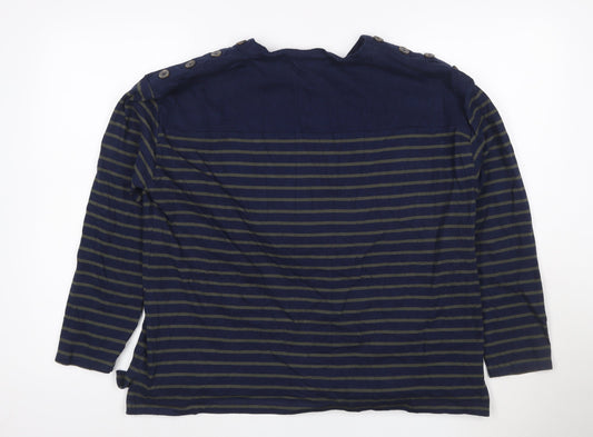 ISLE Women’s Blue Striped Long Sleeve Cotton Boat Neck Top Size 18-20