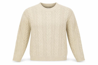 Superdry Women's Beige Cable-Knit Wool Jumper Size 8