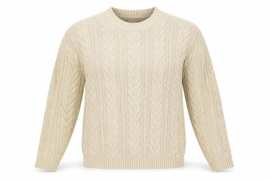 Superdry Women's Beige Cable-Knit Wool Jumper Size 8