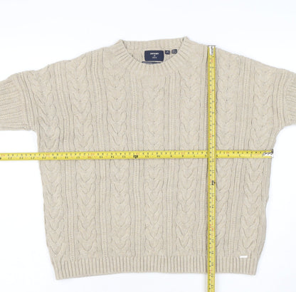 Superdry Women's Beige Cable-Knit Wool Jumper Size 8