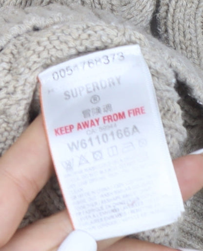 Superdry Women's Beige Cable-Knit Wool Jumper Size 8