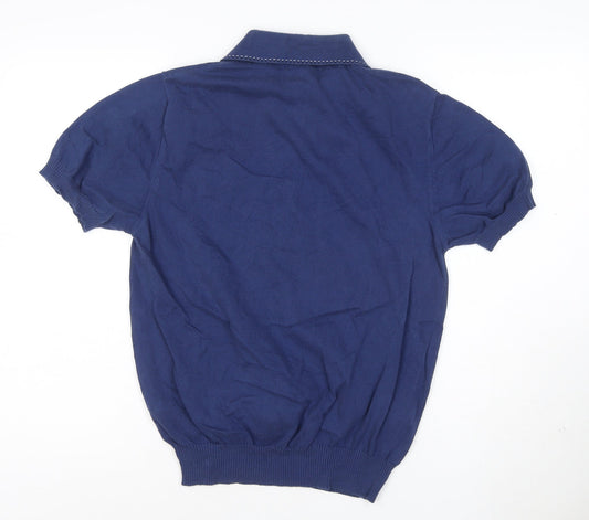 Fred Perry Women's Blue Cotton Polo Shirt Size 12 Classic Fit