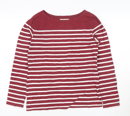 Seasalt Women Red Striped Organic Cotton Long Sleeve Sailor Shirt Size 10