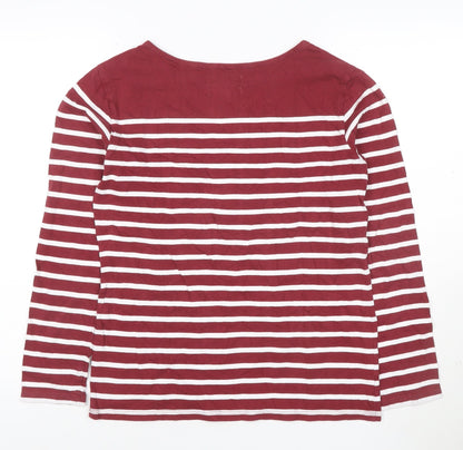Seasalt Women Red Striped Organic Cotton Long Sleeve Sailor Shirt Size 10
