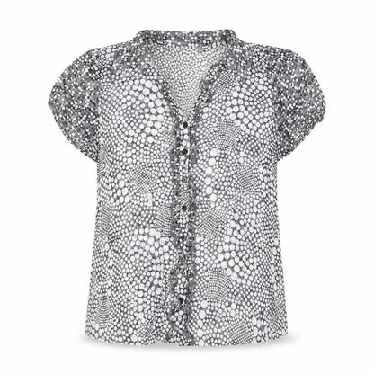 Per Una Women Grey Polka Dot Ruffle Mesh Blouse Size 20