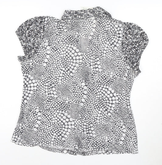 Per Una Women Grey Polka Dot Ruffle Mesh Blouse Size 20