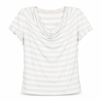 Betty Jackson Black Womens White Striped Cowl Neck Short Sleeve Top Size 18