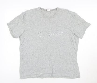 Calvin Klein Women's Grey Cotton Logo T-Shirt Size L
