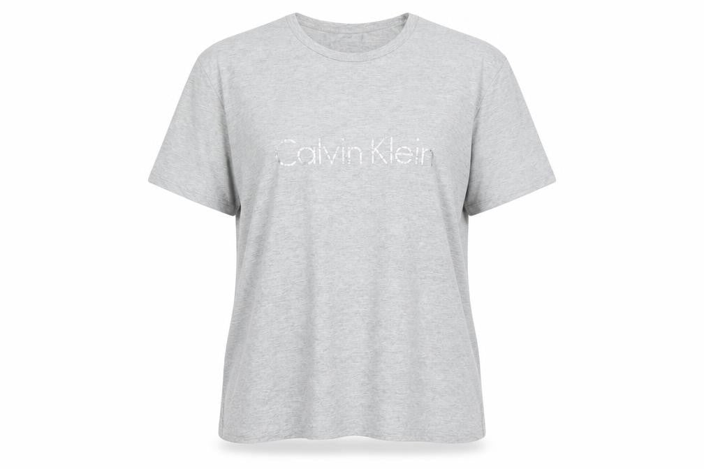 Calvin Klein Women's Grey Cotton Logo T-Shirt Size L