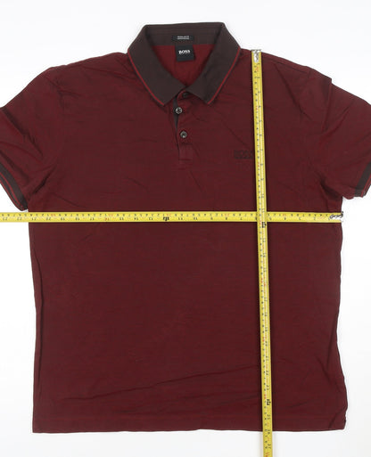 Hugo Boss Men's Red Regular Fit Cotton Polo Shirt Size XL