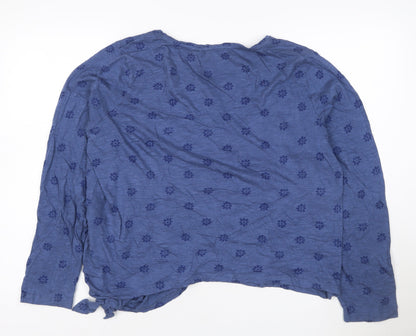 Fat Face Women Blue Floral Long Sleeve Jersey T-Shirt UK 16