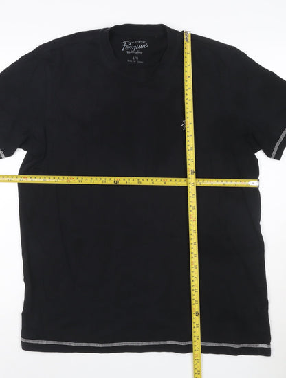 Original Penguin Men's Black Cotton Crew Neck T-Shirt L Short Sleeve