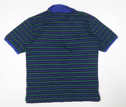 Slazenger Men’s Blue Striped Polo Shirt XL Classic Fit