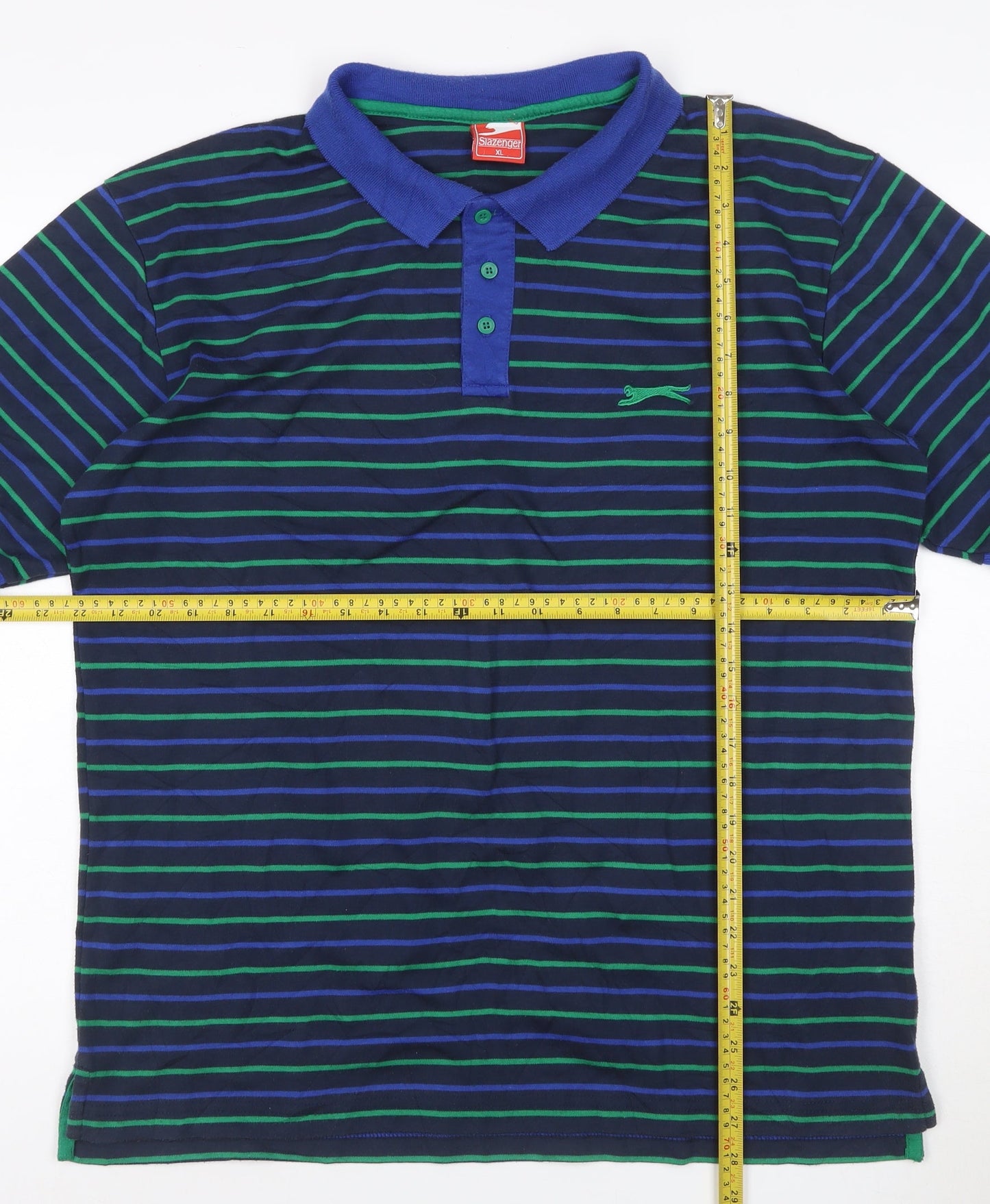 Slazenger Men’s Blue Striped Polo Shirt XL Classic Fit