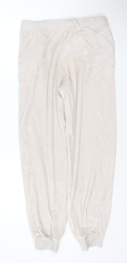Marks and Spencer Women Beige Velour Joggers Size 10 Elastic Waist Pockets