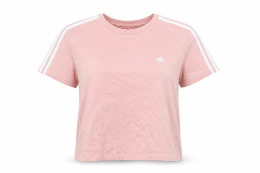 Front view of Adidas Women Pink Basic Short Sleeve Cotton T-Shirt L
