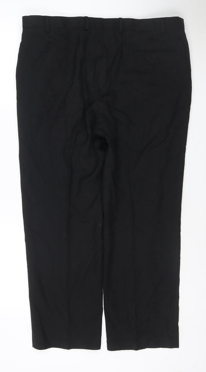 Marks and Spencer Men's Black Regular Fit Wool Blend Dress Trousers 38W 29L