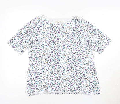 Seasalt Women’s Multicoloured Floral Organic Cotton Short Sleeve T-Shirt UK 14