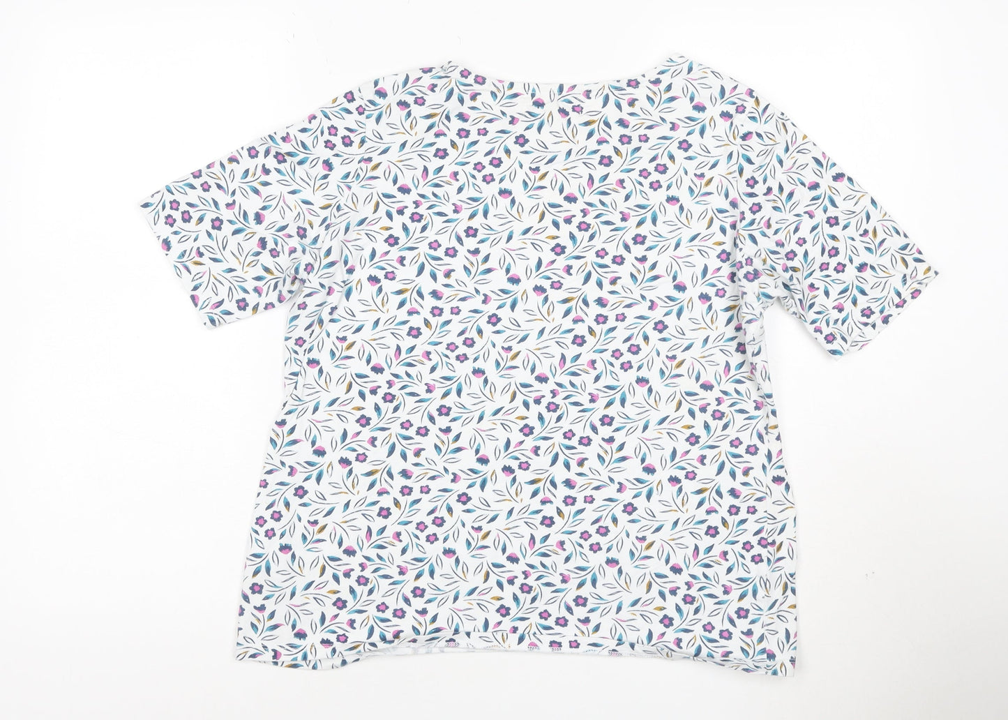 Seasalt Women’s Multicoloured Floral Organic Cotton Short Sleeve T-Shirt UK 14